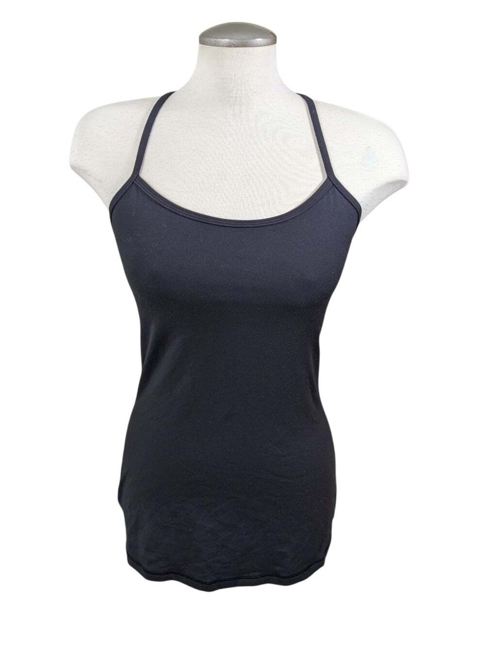 Lululemon Sun Setter Tank Top Women Size 8 Black Racerback Shelf Bra Yoga